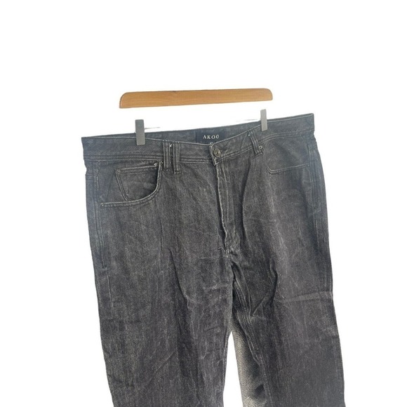 Akoo Jeans Mens Size 42 No Rivals Big Oak Fit Black Denim Straight Leg - Picture 2 of 12